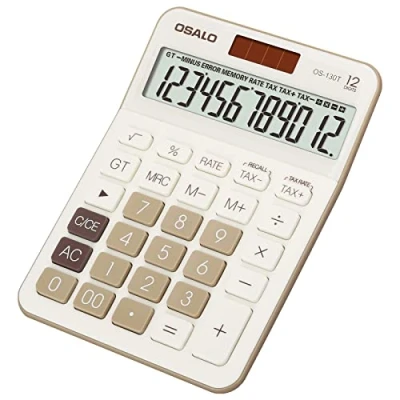 Image de OSALO Calculatrice de Poche Grandes Touches Grand écran LCD Ordinateur Bureau à 12 Chiffres avec Fonction contrôle (OS 130T)