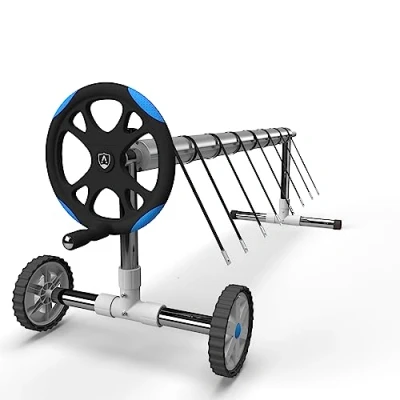 Image de AREBOS Système d&#039;enroulement Mobile pour bâches solaires et de Piscine Longueur 3m 5,70m matériau résistant aux intempéries Fixation Rouleaux Inclus