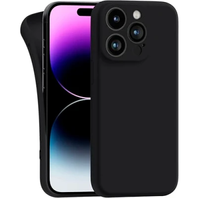 Image de MyGadget Coque Compatible avec Apple iPhone 14 Pro Case TPU Souple &amp; Soft Cover Protection Extra Fine Légère Étui Coloré Anti Choc et Rayures Noir