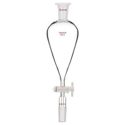 Image de stonylab Entonnoir Séparateur avec Robinet PTFE, 500 ml à Décanter Conique en Forme de Poire Paroi épaisse Verre Borosilicate Connecteur 24/40