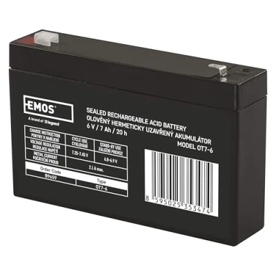 Image de EMOS Batterie au plomb sans entretien 6 V 7 Ah AGM Connexion Faston 4,7 mm Pour systèmes d&#039;alarme, technologie de détection incendie, appareils UPS 151 x 34 94