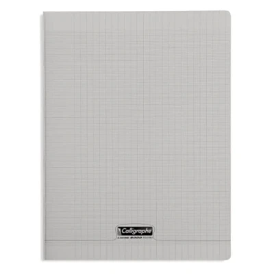 Image de Calligraphe 18176C Un Cahier Agrafé Gris (une Marque de Clairefontaine) 24x32 cm 48 Pages Grands Carreaux Papier Blanc 90 g Couverture Polypro Transparent