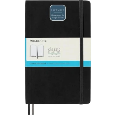 Image de Moleskine Carnet Classic Extended A5, Pages Grilles Pointillées, Couverture Souple et Fermeture Elastique, Format Large 13 x 21 cm, 400 pages, Couleur Noir
