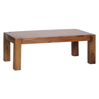 Image de WOHNLING Table Basse en Bois Massif Sheesham 110cm de Large Salon Design Sombre Style campagnard Brun