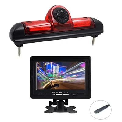 Image de KNRAGHO Troisième monté sur Le Toit Haut Lampe Frein lumière Vue arrière Caméra de recul Peut Ajuster l&#039;angle Vision Nocturne pour Fiat Ducato X250/Peugeot Boxter/Citroën Jumper avec Monitor.