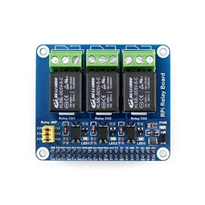 Image de Waveshare RPi Relay Board, with 3 Way Control, Pi 40PIN GPIO Extension Header, Compatible Raspberry Series Boards, Used for to Control High Voltage/Current Devices