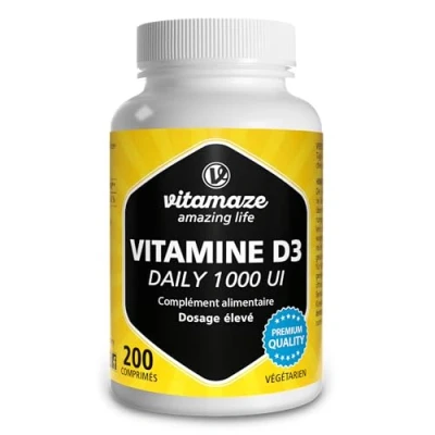 Image de Vitamine D3 1000 UI Utilisation Sublinguale Possible 200 Comprimes Végétarien pour un Apport Continu D Organique 25 mcg Cholecalciferol pur Sans Additifs Inutiles