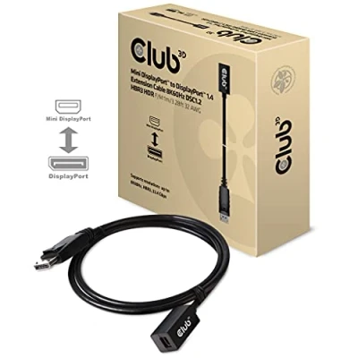 Image de Club 3D Mini DisplayPortTM vers 1.4 Rallonge 8K60Hz DSC1.2 HBR3 HDR B/St 1m