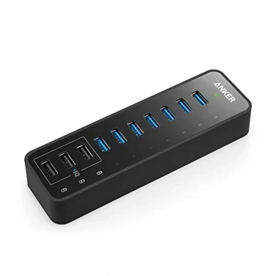 Image de Hub de données Anker 10 Ports 60 W, 7 USB 3.0 + 3 Charge PowerIQ pr MacBook, Mac Pro/Mini, iMac, XPS, Surface Pro, iPhone 7, 6s Plus, iPad Air 2, Galaxy Series, Disque Dur Mobile, etc.