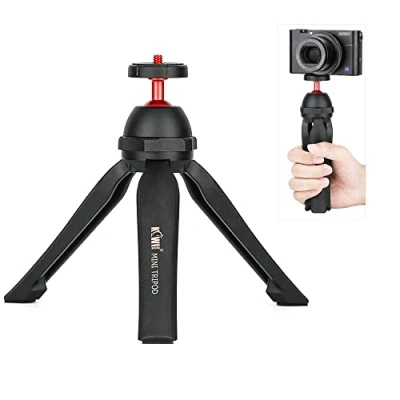 Image de Kiwifotos Mini support rotatif à 360 avec rotule pour appareil photo reflex numérique Canon, Sony, Nikon, compact, caméra d&#039;action Gopro et téléphone iPhone/Huawei