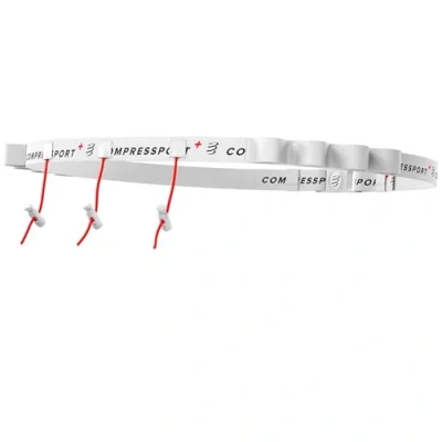 Image de Compressport Ceinture Porte Dossard Race Belt Course à Pied, Vélo Entièrement Ajustable et Fonctionnel Ideal pour Transporter vos Gels, Blanc