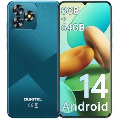 Image de OUKITEL C53 Telephone Portable Pas Cher 2024 Smartphone Débloqué Android 14, Écran 6.6&quot;/60Hz Cher, 8Go+64Go/TF 1To, Octa Core, Batterie 4300mAh, 4G Dual SIM/13MP/GPS/ Bleu