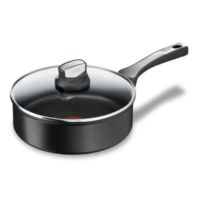 Image de Tefal Poêle à frire Unlimited On G25932 24 cm avec revêtement antiadhésif en titane résistant aux rayures signal thermique sans PFOA convient tous les types de cuisinières, y compris plaques induction noire