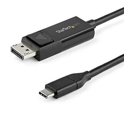 Image de StarTech.com Câble USB C vers DisplayPort 1.2 4K 60Hz, 2m Adaptateur Vidéo Bidirectionnel DP ou Réversible HBR2/HDR pour Moniteur Type C/TB3 (CDP2DP2MBD)