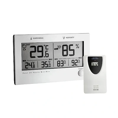 Image de TFA Dostmann Thermomètre Hygromètre Radio Twin Plus 30.3049 (Argent)