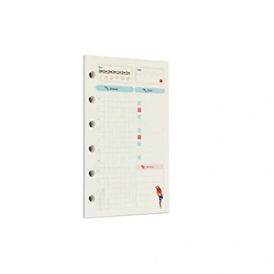 Image de Zelten Recharge de papier perforé multicolore 45 feuilles 90 pages Pour reliure à 6 trous Journal intime rechargeable (A7, Rainforest Daily Planner)