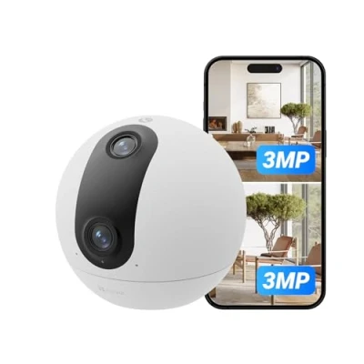 Image de EZVIZ C60p caméra de Surveillance WiFi avec Double Objectif 2K, intérieure 360 détection Personne et Suivi Automatique, Audio bidirectionnel Bouton Tactile, Alexa Google