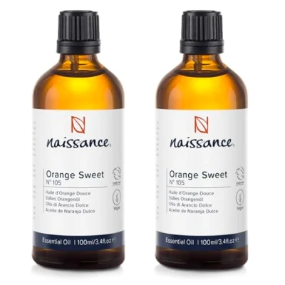 Image de Naissance Huile Essentielle D’Orange Douce (No. 105) 200ml (2 X 100ml) Pure, Naturelle, Végan, Non Dilué Pour Aromathérapie, Diffuseur, Humidificateur, Mélange Massage Arôme Apaisant