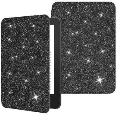 Image de MoKo Étui Compatible avec 6&quot; Kindle(11e Génération Version 2024/2022) &amp; Internationale, Coque Légère Réveil/Sommeil Automatique pour Liseuse Kindle 2024 11e Gén., Noir Paillettes