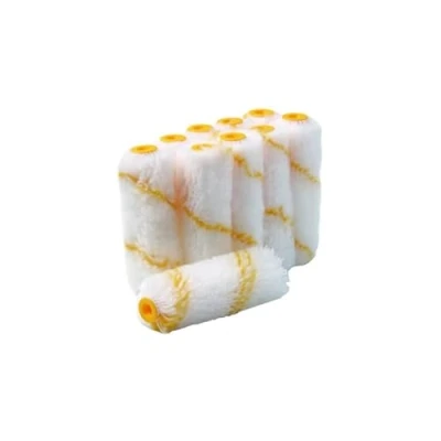 Image de Lot de 10 manchons patte lapin rayé jaune 110 mm