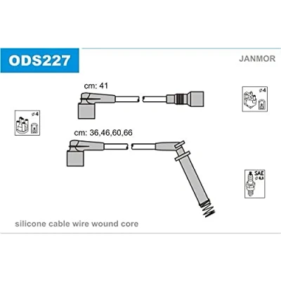 Image de JANMOR ODS227 Jeu De Fils d&#039;Allumage OPEL: Corsa B 3/5 portes, Astra F CC, A CC