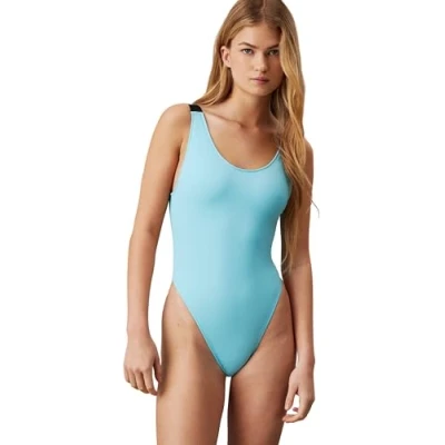 Image de Calvin Klein Maillot de Bain Femme Scoop Back One Piece Nylon Dos Échancré, Bleu (Blue Punch), XL