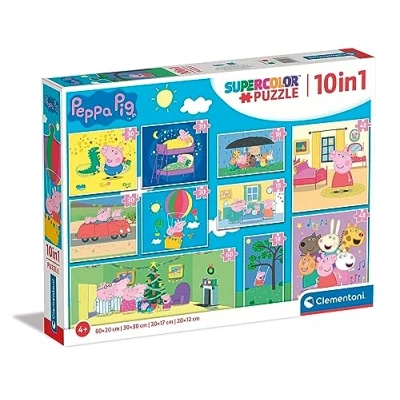 Image de Clementoni 18+30+48+60pzs Does Not Apply Supercolor 10 in 1 Peppa Pig Progressifs (60, 2x48, 4x30, 3x18 Pièces), Enfants 4 Ans, Puzzle Dessin Animé Fabriqué en Italie, 20271, Multicolore, Medium