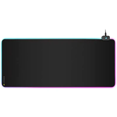 Image de Corsair MM700 RGB Extended XL Tapis de souris jeu en tissu 930 mm x 400 4 Éclairage à 360 Hub USB deux ports Caoutchouc épais Noir