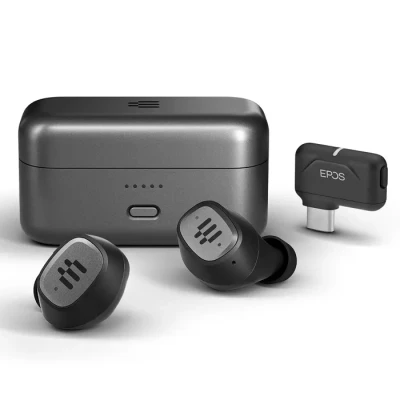 Image de EPOS GTW 270 Hybrid Écouteurs sans Fil Gaming, Bluetooth &amp; Dongle USB C, Conception Fermée Réduisant le Bruit, Deux Micros, Ergonomiques, Étanches IPX 5, Étui Charge Portable, 20 h de Jeu
