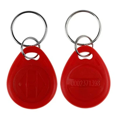 Image de LIBO 125KHz Smart ID Key Tag RFID Carte de contrôle d&#039;accès Proximité EM4100 TK4100 Keyfobs Porte clés NFC Token Badge Holder (100, Rouge)