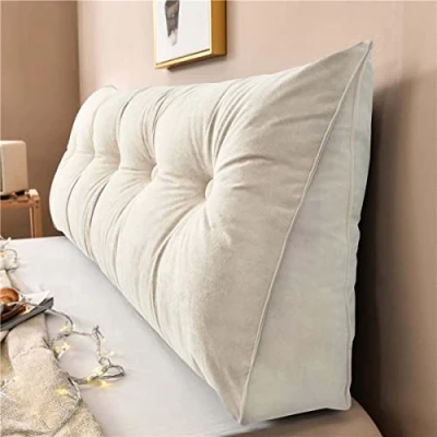 Image de Yanman Grand coussin cale triangulaire pour tête de lit, lecture, soutien lombaire, dossier taille, traversin positionnement doux, 135 x 50 20 cm