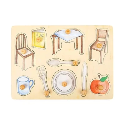 Image de Small Foot 11502 Puzzle Objets de la Vie Quotidienne en Bois avec Divers Motifs détaillés, à partir 12 Mois Animal Jouets, Multicolore