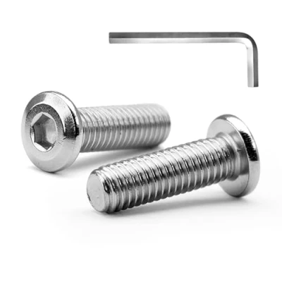 Image de MINHER M4 x 25mm 10Pcs Tête Plate Vis D’assemblage à Six Pans Creux, Acier Inoxydable A2 V2A, Boulons de Meubles, Filetage Complet (Avec Clé Hexagonale)