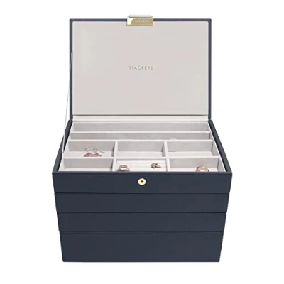 Image de Stackers Lot de 4 galets classiques Bleu marine