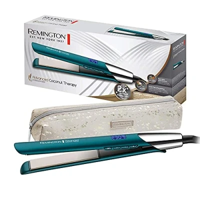 Image de Remington Lisseur Cheveux [Soin nourrissant à la noix de coco] Advanced Therapy (Filtres anti UV,Brilance &amp; Douceur,Céramique,Capteur régule température 230C, Ecran LCD) S8648