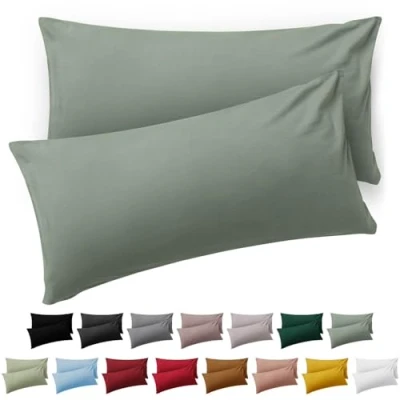 Image de Blumtal Taie Oreiller 50 x 70 Lot de 2 Housse Coussin Microfibre Taies d&#039;oreillers avec Fermeture enveloppe, certifiée Oeko Tex, Extra Douce et Lavable Vert d&#039;été