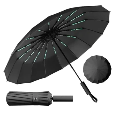 Image de LENDOO Parapluie Compact Pliable 16 Baleines Anti Tempête, Grand Pliant à Ouverture Automatique, Coupe vent, Parasol UV