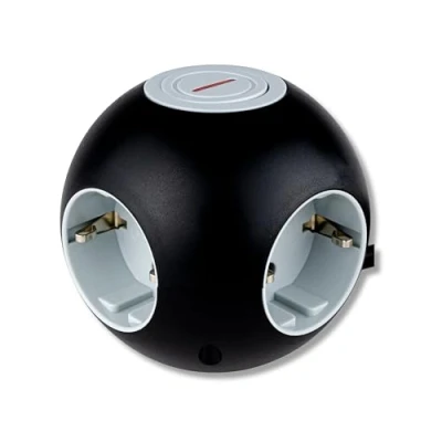 Image de REV PowerGlobe Prise Cube Ronde avec Interrupteur 1,4 m 3500 W Noir/Gris
