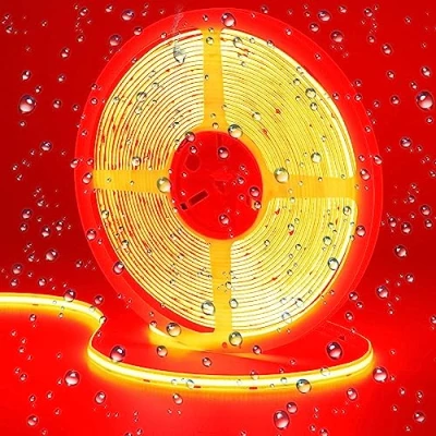 Image de GOMING 24V 10M COB Ruban LED Rouge IP65 étanche Haute Densité 384LED/M Luminescence Uniforme Sans Tache Luminosité Flexible Découpable Bande pour Maison Chambre Décorer(Sans Alimentation)