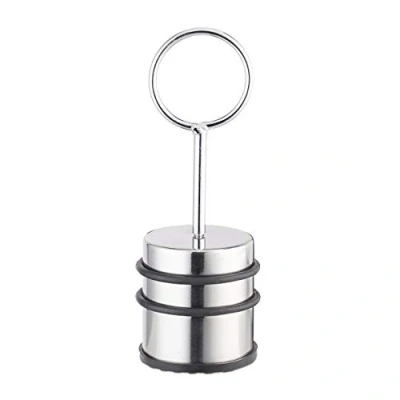 Image de Relaxdays Butoir de porte avec poignée, bloc massif d’entrée, protection en caoutchouc, fenêtres et portails, acier inox