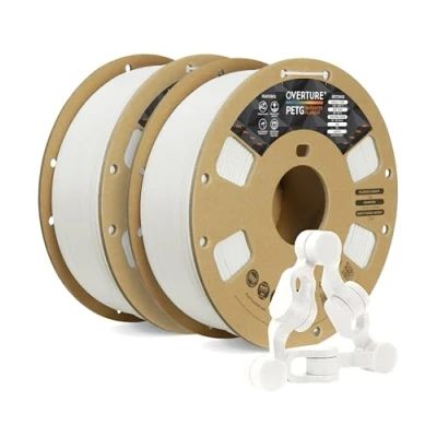 Image de OVERTURE PETG Filament 1.75mm, Bobine de 2kg(4,4lbs), Précision dimensionnelle +/ 0,02 mm (Blanc+Blanc)