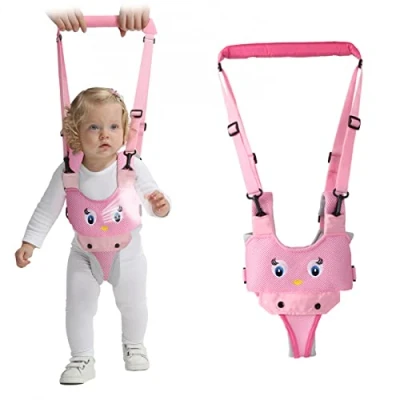 Image de IULONEE Harnais de Marche pour Bébé Maille Respirante Aide à la Tout petits des Enfants Ceinture D&#039;aide Verticalisation Sécurité 7 24 Mois (Mesh Rose)