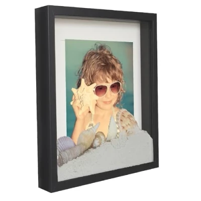 Image de BD ART Boîte 3D 30 x 40 cm Cadre photo carré noir à remplir Plus profond Pour objets, souvenirs de 3 tenture murale ou bureau