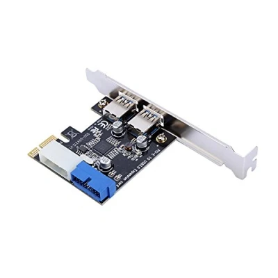 Image de Carte d&#039;extension PCI E vers USB3.0, Adaptateur Express USB à 2 Ports, avec Interface Avant 19PIN, Super Speed ​​5Gbps, pour XP 32/64/7/8/10