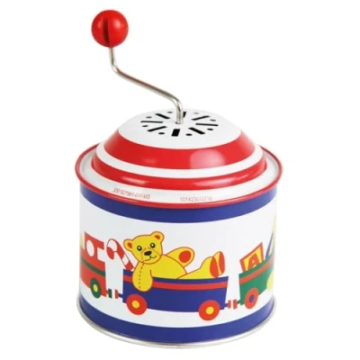 Image de Bolz Musique Coffre à Jouets d&#039;env. 10,5 x 7,5 cm, boîte en Fer Blanc avec mélodie O Cher Augustin, Rotatif pour Enfants partir de 18 Mois, Orgue Motif, 52756, Multicolore, Petit