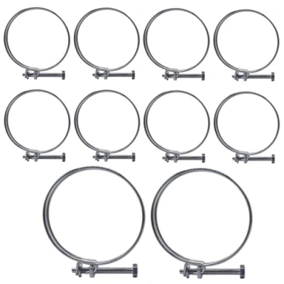 Image de SKIR&#039;CO Lot de 10 colliers serrage réglables à double fil 55 60 mm, en acier galvanisé, diamètre réglable