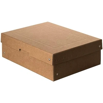 Image de Falken Ref. 22001800000F PureBox Nature 1 boîte de rangement avec couvercle emballage cadeau sans plastique format A4 hauteur 100 mm poignée découpée entourée d&#039;un ruban