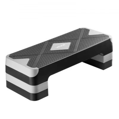 Image de VEVOR Stepper Aérobie Fitness 71 cm de Long, Step Réglable en Hauteur, Plate forme pour Exercices d&#039;Aérobic avec 4 Rehausseurs, Antidérapant, la Musculation Domicile Gym, Gris