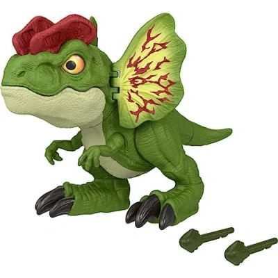 Image de Jurassic World Jouet de Dinosaure Uncaged Fierce Launchin Dilophosaurus avec Dart Style Shooting Action Son 2 balles