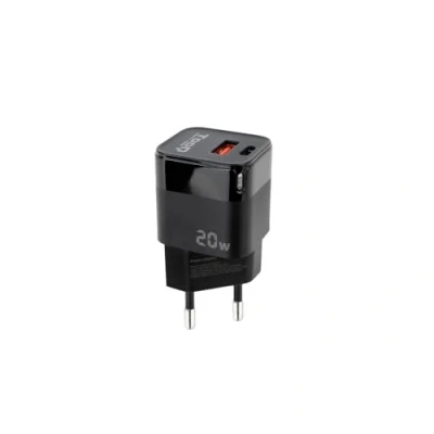 Image de TOOQ TQWC QCPD20 Chargeur Mural multiport USB C avec PD et A QC 20W, Compatible Huawei, Xiaomi Plus, Noir